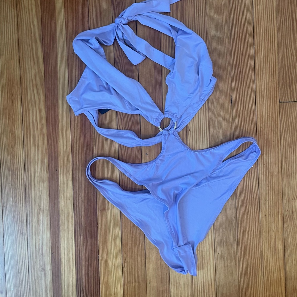 Lavender Cut Out Halter Bodysuit